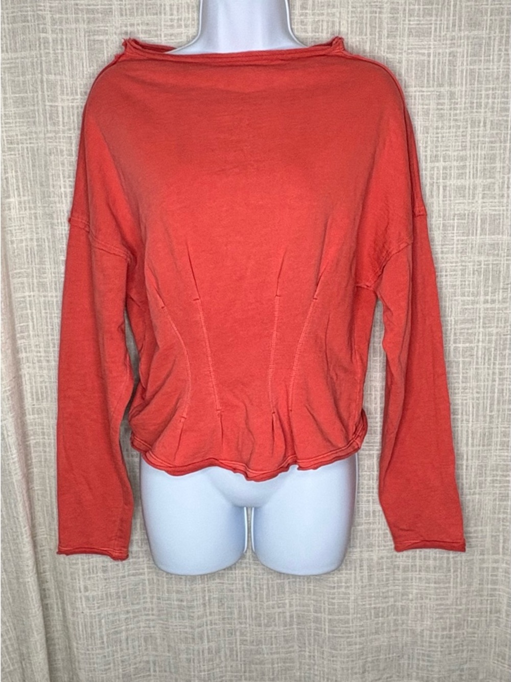 Pilcro Anthropologie Corset Sweatshirt Red Cinched Waist Long Sleeve - Size S